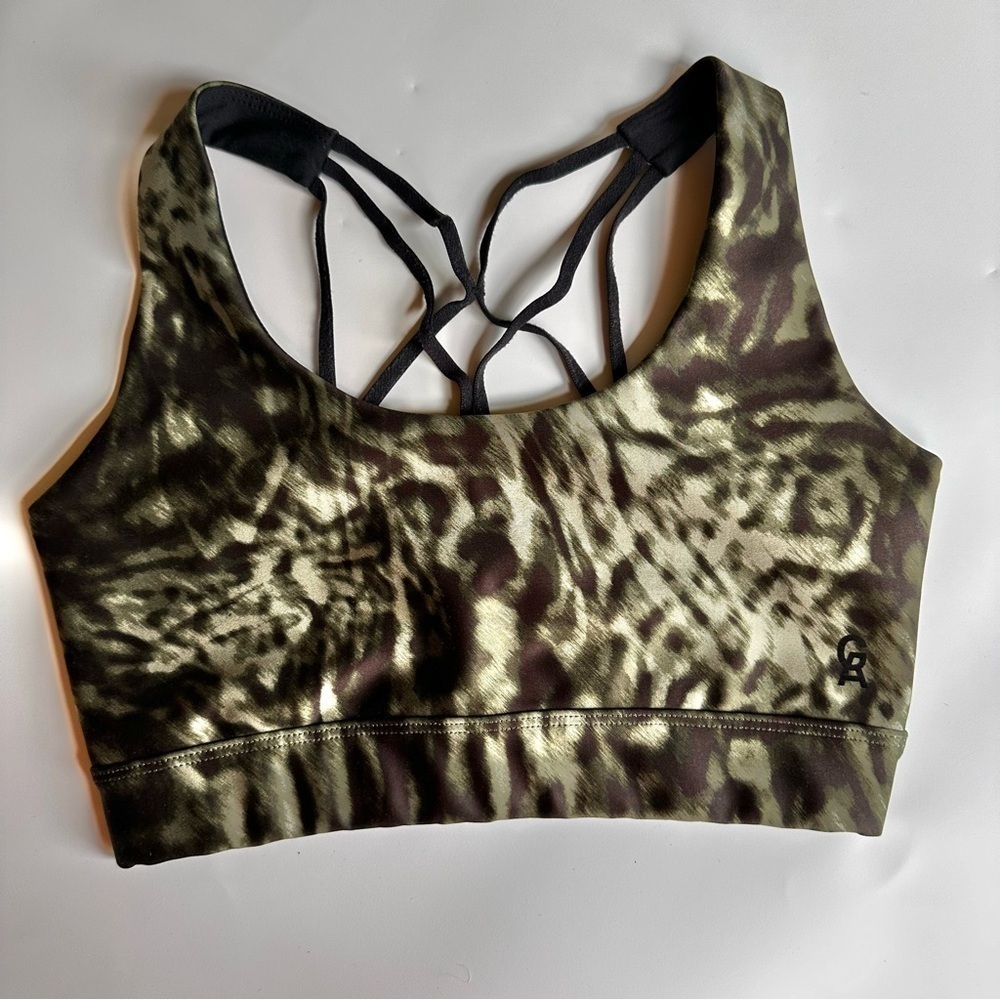 Good American Green Leopard Patterned Sports Bra Size 1
